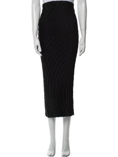 Pre-owned Issey Miyake Striped Midi Length Skirt In Black