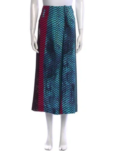Pre-owned Issey Miyake Striped Midi Length Skirt In Blue