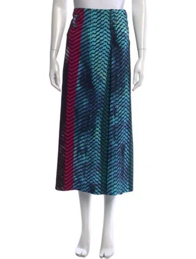 Pre-owned Issey Miyake Striped Midi Length Skirt In Blue