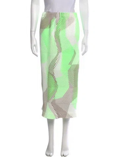 Pre-owned Issey Miyake Striped Midi Length Skirt In Green