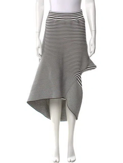 Pre-owned Issey Miyake Striped Midi Length Skirt In White