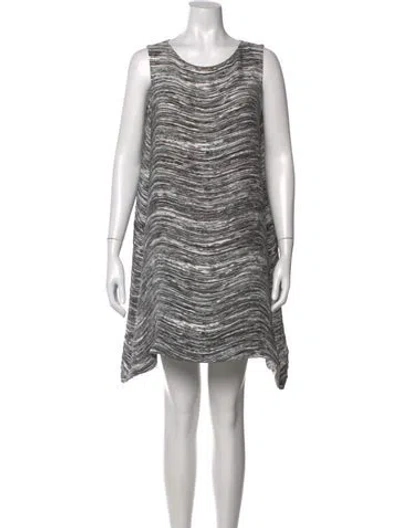 Pre-owned Issey Miyake Striped Mini Dress In Black