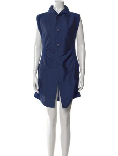 Pre-owned Issey Miyake Striped Mini Dress In Blue