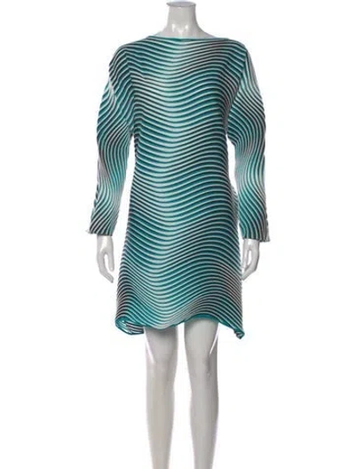 Pre-owned Issey Miyake Striped Mini Dress In Blue