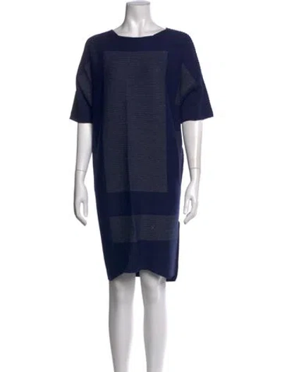 Pre-owned Issey Miyake Striped Mini Dress In Blue