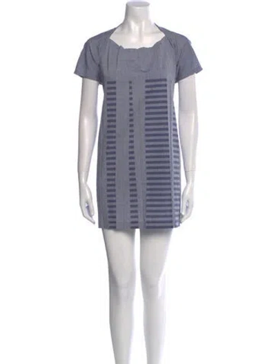 Pre-owned Issey Miyake Striped Mini Dress In Gray