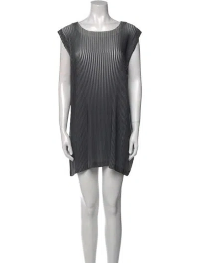 Pre-owned Issey Miyake Striped Mini Dress In Green