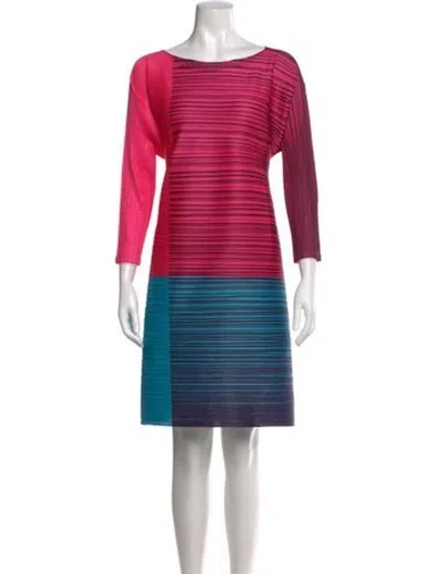 Pre-owned Issey Miyake Striped Mini Dress In Pink
