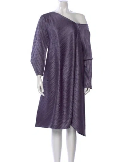 Pre-owned Issey Miyake Striped Mini Dress In Purple