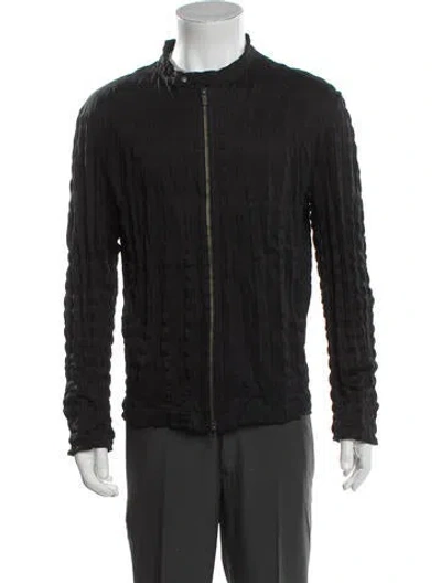 Pre-owned Issey Miyake Striped Moto Jacket In Black
