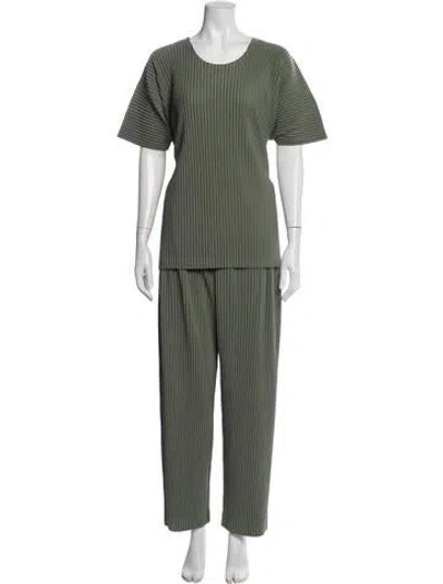 Pre-owned Issey Miyake Striped Pant Set In Green