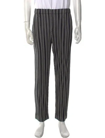 Pre-owned Issey Miyake Striped Pants In Blue
