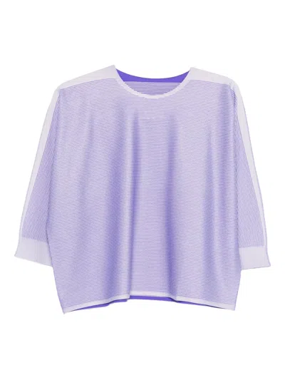 Issey Miyake Striped-pattern Blouse In Blue