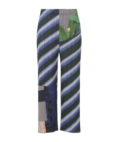 Issey Miyake Striped-pattern Trousers In Multi