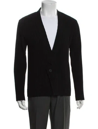 Pre-owned Issey Miyake Striped Peacoat In Black
