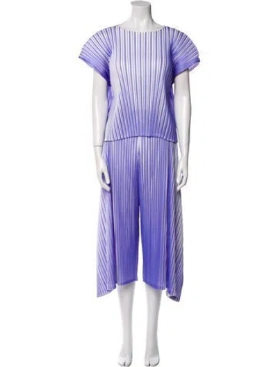 Pre-owned Issey Miyake Striped Pleated Accents Pant Set In Purple