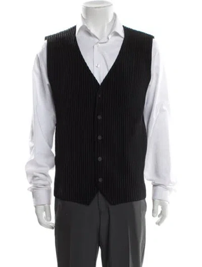 Pre-owned Issey Miyake Striped Pleated Accents Suit Vest In Gray