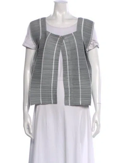 Pre-owned Issey Miyake Striped Scoop Neck Sweater In Gray