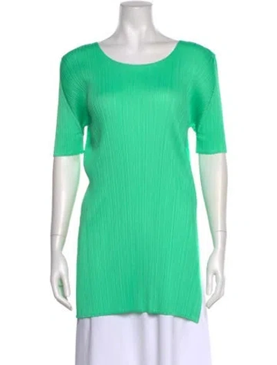 Pre-owned Issey Miyake Striped Scoop Neck Tunic In Green
