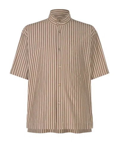 Issey Miyake Striped Short-sleeves Shirt In Neutral