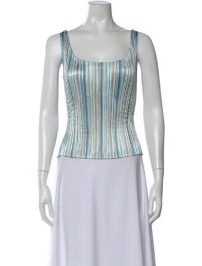 Pre-owned Issey Miyake Striped Square Neckline Top In Multi