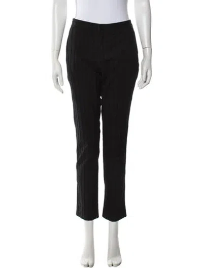 Pre-owned Issey Miyake Striped Straight Leg Pants In Black