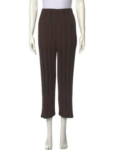 Pre-owned Issey Miyake Striped Straight Leg Pants In Brown