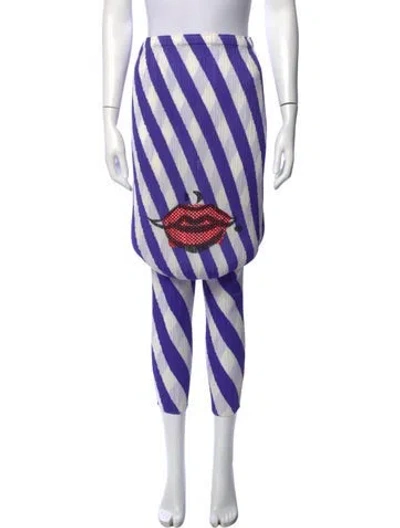 Pre-owned Issey Miyake Striped Straight Leg Pants In Purple