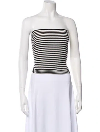 Pre-owned Issey Miyake Striped Strapless Top In White