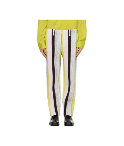 Issey Miyake Striped Trousers In Multicolor