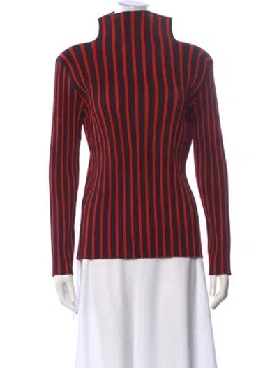 Pre-owned Issey Miyake Striped Turtleneck Top In Multi