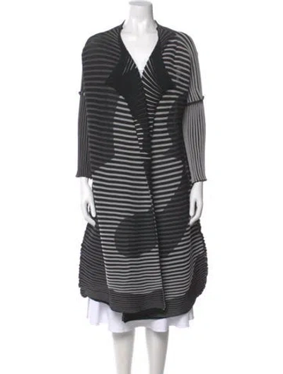 Pre-owned Issey Miyake Striped V-neck Sweater In Black