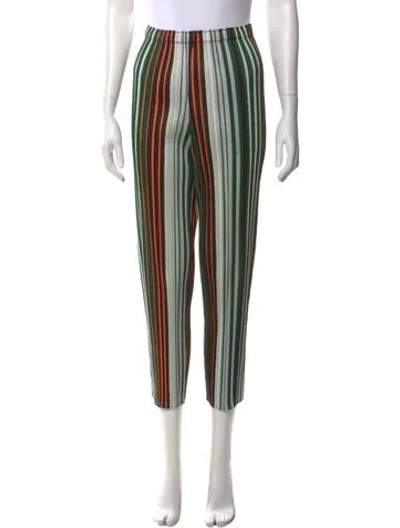 Pre-owned Issey Miyake Striped Wide Leg Pants In Green