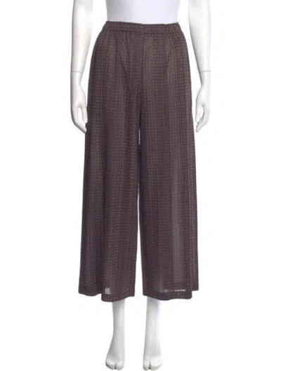 Pre-owned Issey Miyake Striped Wide Leg Pants In Purple