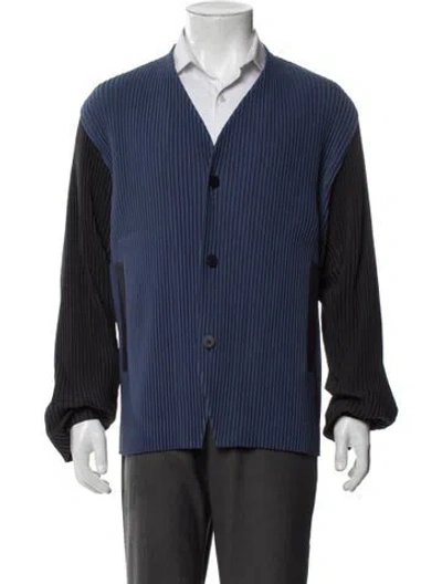 Pre-owned Issey Miyake Striped Windbreaker In Blue