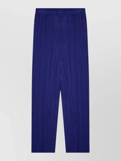 Issey Miyake Structured Pleated Design Wide Leg Trousers In Blue