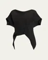 Issey Miyake Womens Black Subdued Asymmetric Knitted Top