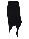 Issey Miyake Womens Black Subdued Asymmetric Knitted Midi Skirt