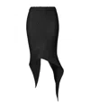 Issey Miyake Womens Black Subdued Asymmetric Knitted Midi Skirt
