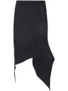 Issey Miyake Womens Black Subdued Asymmetric Knitted Midi Skirt