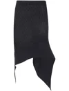 Issey Miyake Womens Black Subdued Asymmetric Knitted Midi Skirt