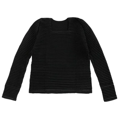Pre-owned Issey Miyake Suede Like Pleats Shirt 'black' | Women's Size 2