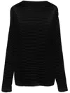 Issey Miyake Suede Like Pleats Top In Black