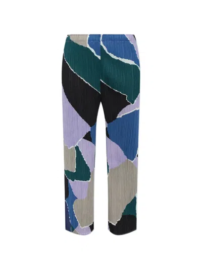Issey Miyake Surprise! Abstract-pattern Pleated Trousers In Multi