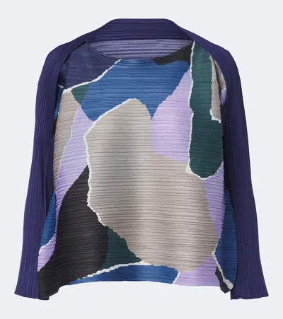 Issey Miyake Surprise! Printed Pleated Top In Blue