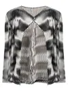 Issey Miyake Sway Pleats Printed Cardigan In Black