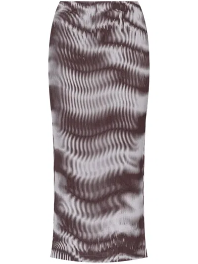 Issey Miyake Sway Pleats Skirt In Brown