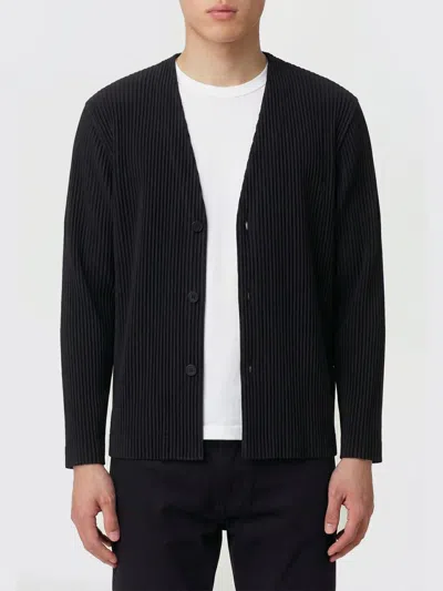 Issey Miyake Homme Plisse'  Pleated Cardigan In Black