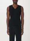 Issey Miyake Ribbed Sleeveless V-neck Vest In Schwarz
