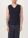 Issey Miyake Tank Top Ribbed Texture Sleeveless V-neckline In Blau